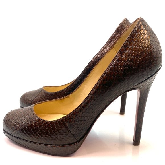 Christian Louboutin New Simple Pump Brown Python Heels 36